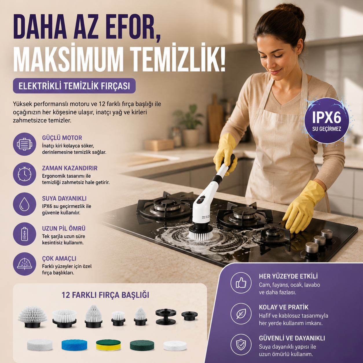 Elektrikli temizlik fırçası - ocak temizliği